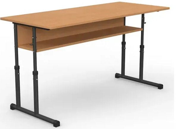 Стіл учнівський двомісний прямі кути кругла труба без полиці №4-6/1200х500 МФ Вересень